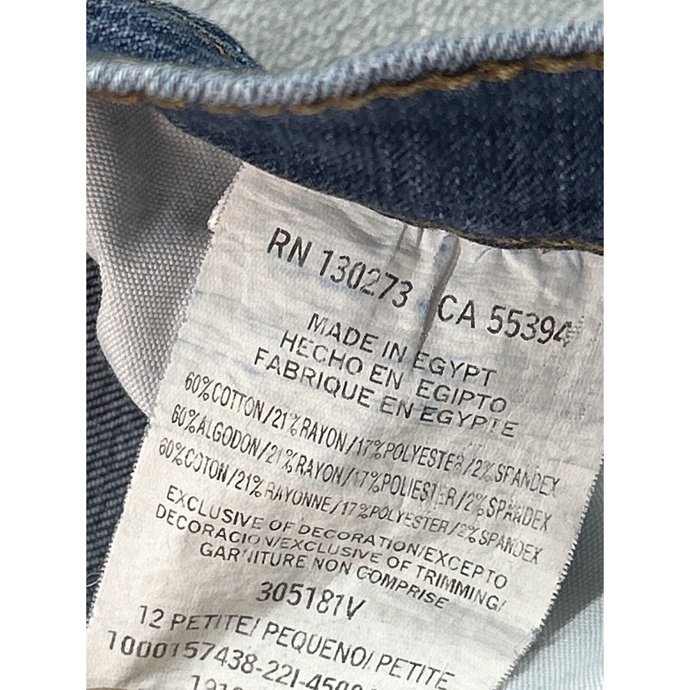 Lee Petites Womens Sz 12P Jeans Blue Relaxed Straight Leg Mid Rise Stretch Pants - Picture 7 of 10